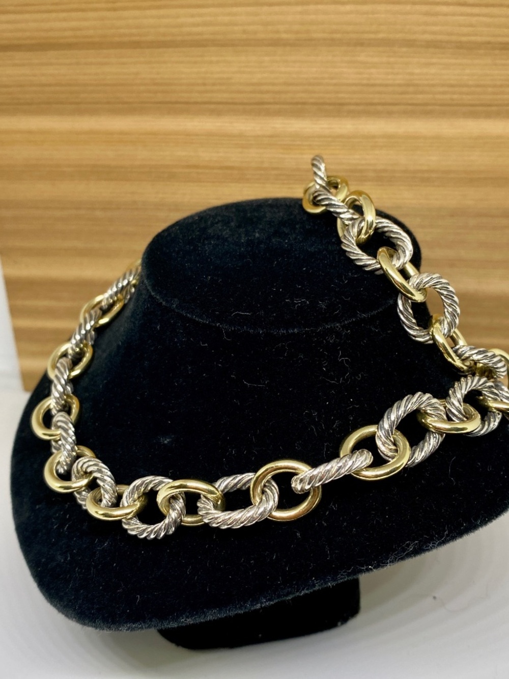 David Yurman Retired Oval Link Chain Necklace 16mm Sterling 18K Gold 88g - Picture 6 of 9